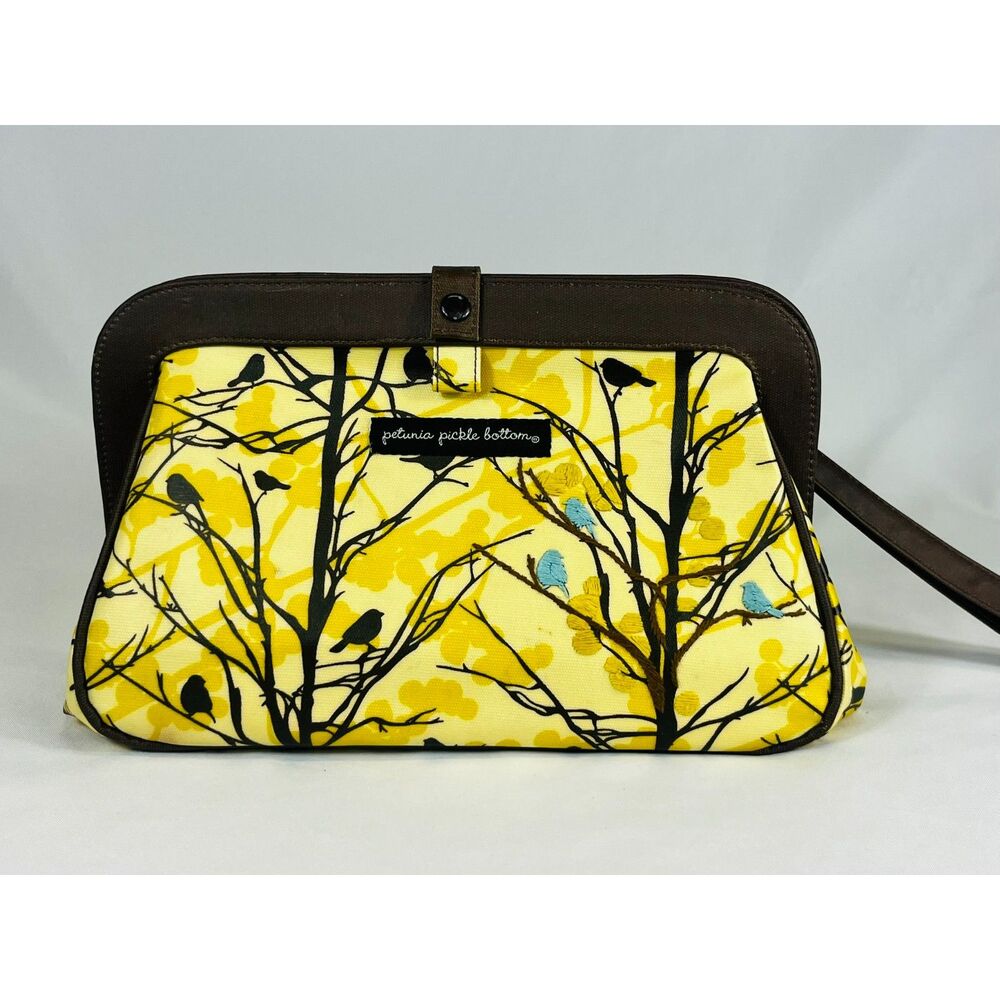 Petunia Pickle Bottom Diaper Bag Wristlet Yellow Birds Changing Pad Water Resist